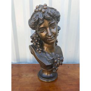 Joseph Charles De Blezer (1828-1884) Bronze Bust Of Bacchanalia 