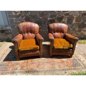 Paire de fauteuils clubs art déco 