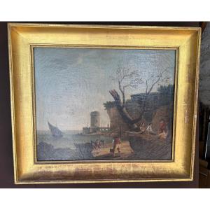 Workshop Of Charles François Lacroix Of Marseille (1700 - 1782) Lively Harbor Scene