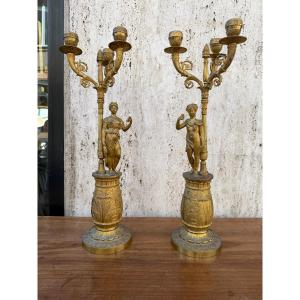 Pair Of Empire Candelabras Early 19th Century