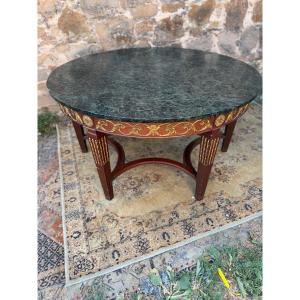 Large Louis XVI-style Table With A Marble Top, 140 Cm In Diameter