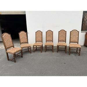 Set Of Six High-backed Chairs In The Louis XIII Style