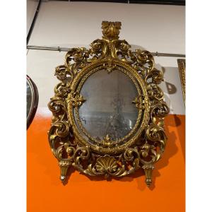Italian Mirror Made Of Gilded, Carved Wood