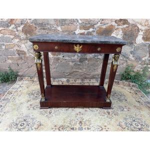 Side Table Brought Back From Egypt, Featuring Bronze Caryatids 