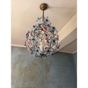 Lustre boulle décor floral