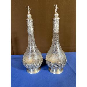 Paire d’aiguieres monture argent