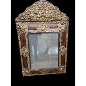 Miroir Louis XIV en bois et laiton