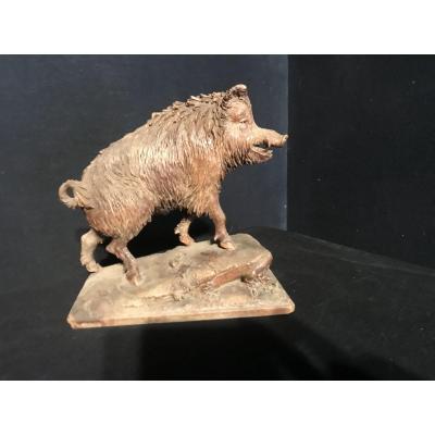 Exceptional Black Forest Carved Boar By Peter Buri