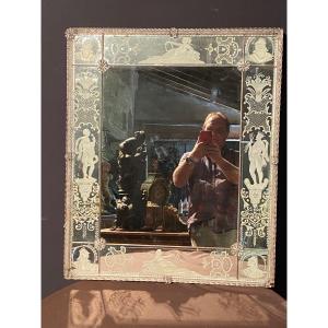 Miroir Vénitien Gravé De Scène à L’antique 