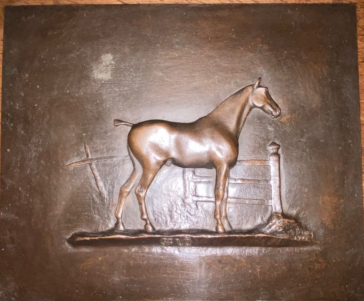 Plaque Bronze Cheval 1928 St Lo-photo-3