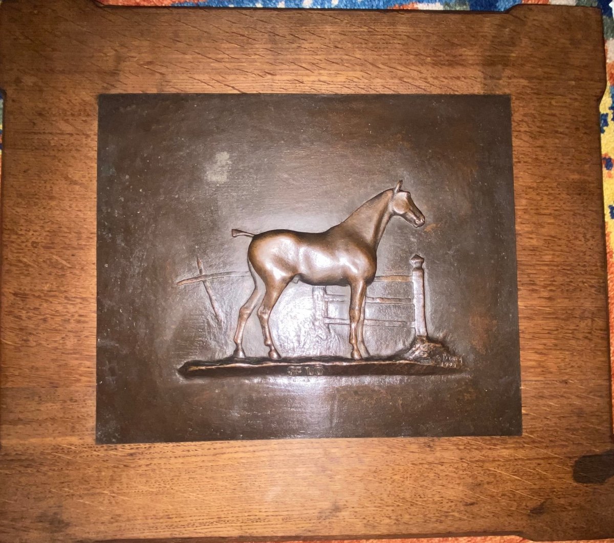 Plaque Bronze Cheval 1928 St Lo