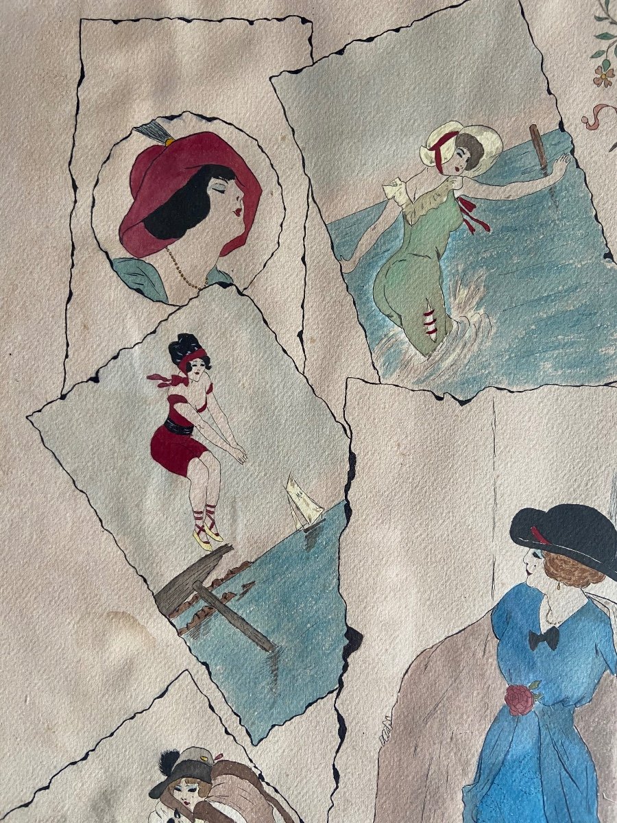 Aquarelle Les élégantes Coquines 1913-photo-3