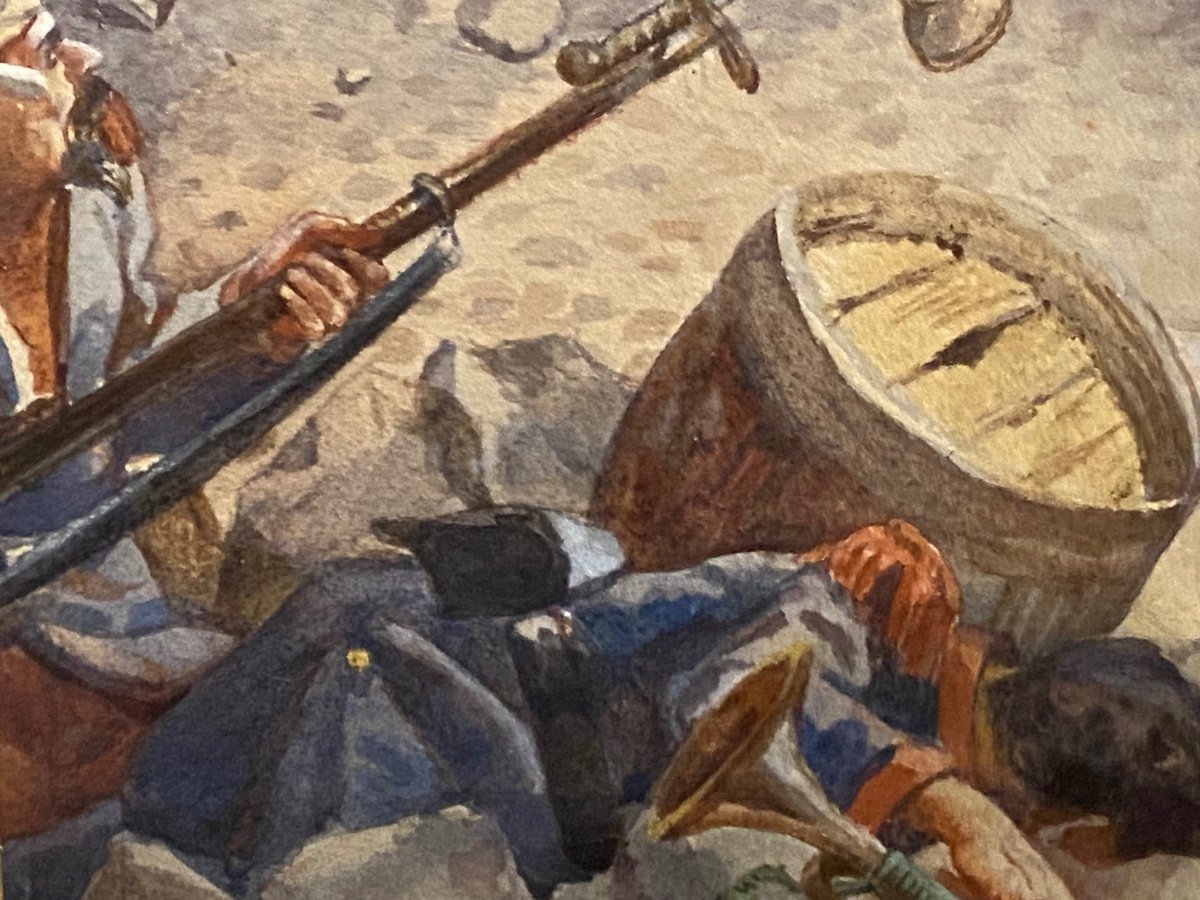 Aquarelle La Charge Des Ulans De Lady Butler école Anglaise -photo-3