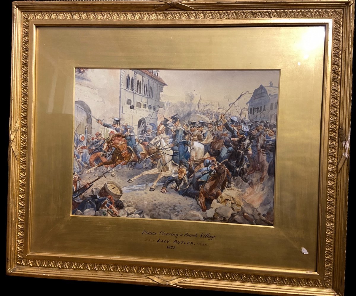 Watercolor The Charge Of The Ulans By Lady Butler English School