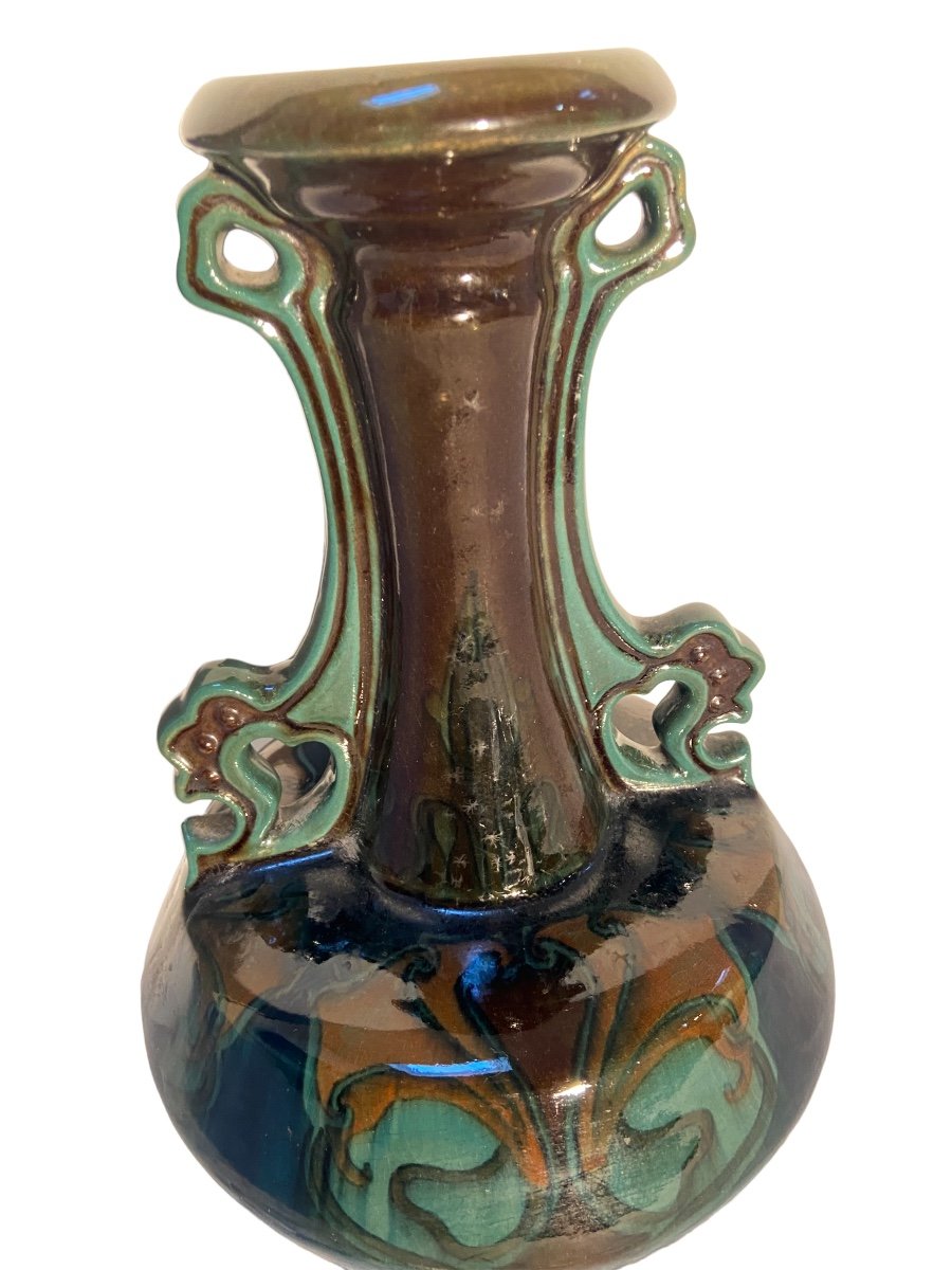 Rare Art Nouveau Gouda Vase-photo-2