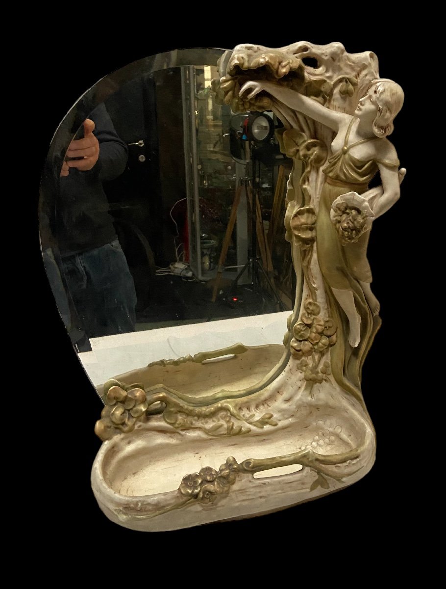 Miroir Art Nouveau Porcelaine De Royal Dux 