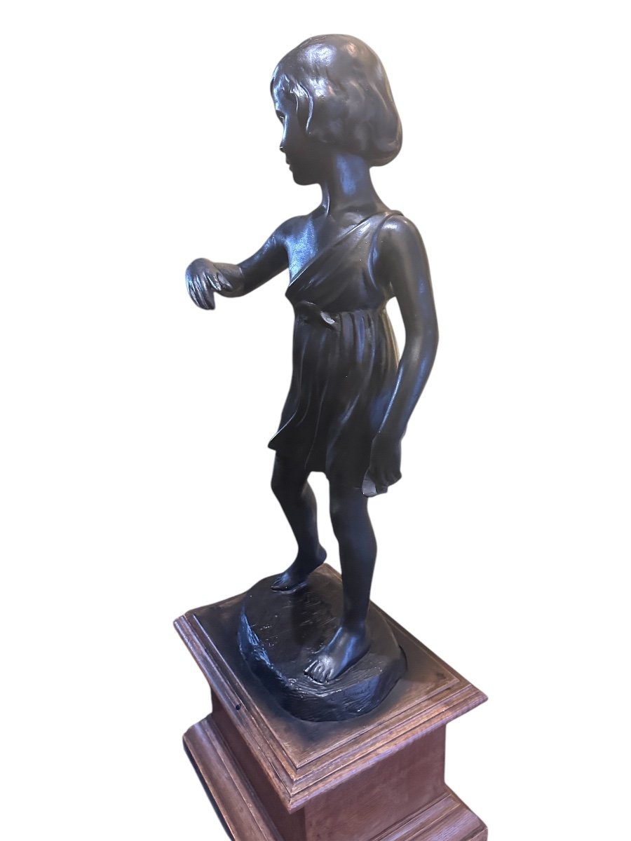 Sculpture La Jeune Fille signée Eugene Canneel -photo-2