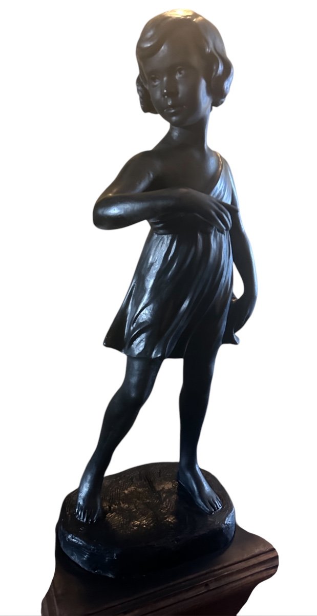 Sculpture La Jeune Fille signée Eugene Canneel -photo-1