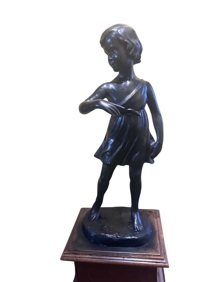 Sculpture La Jeune Fille signée Eugene Canneel 