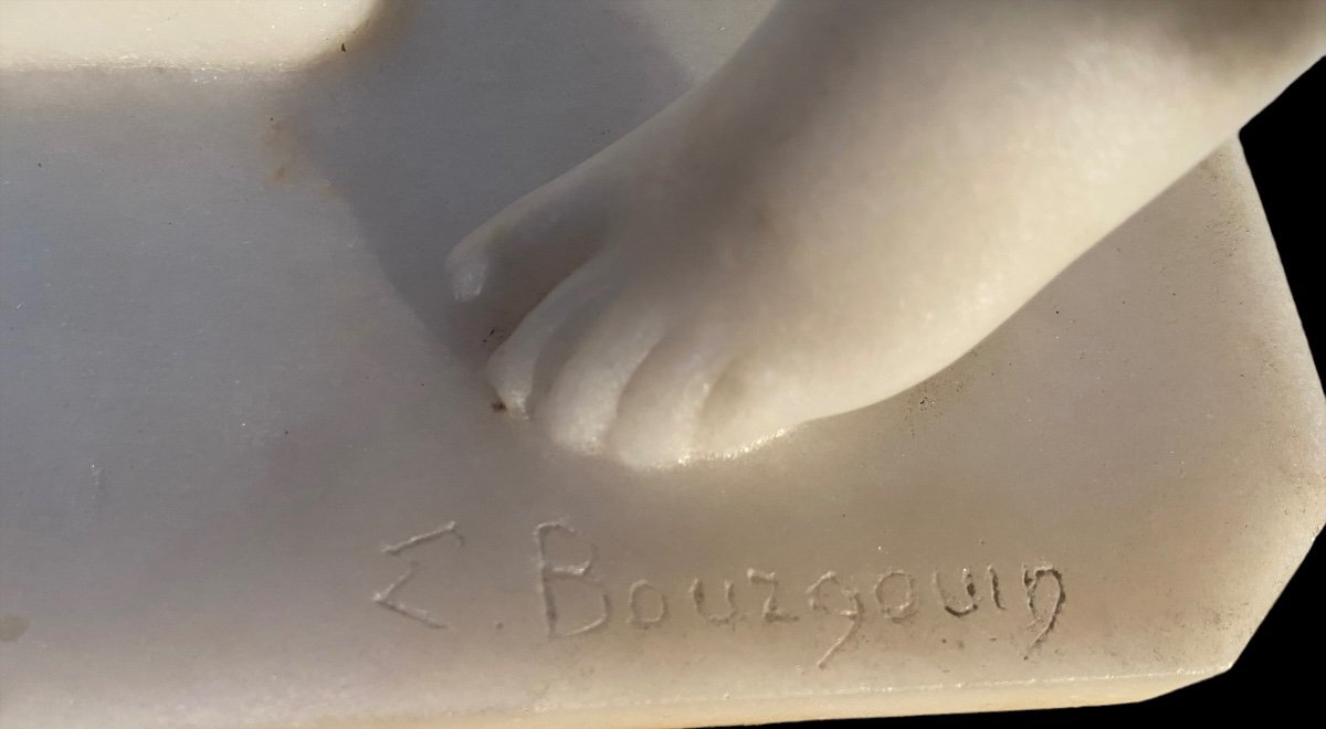 Young Woman In Symbolist Marble Eugène Bourgouin Expo Barcelone Museum 2014-photo-2