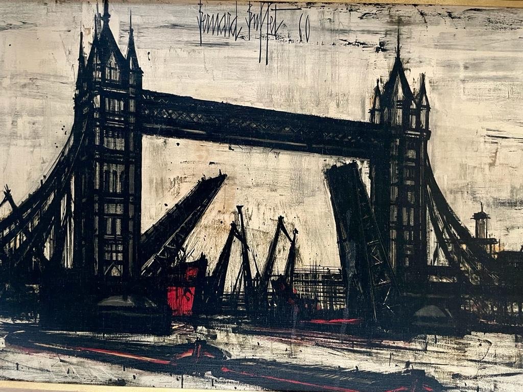 Lithographie Bernard Buffet : London Bridge - Dim. 48x77cm-photo-2