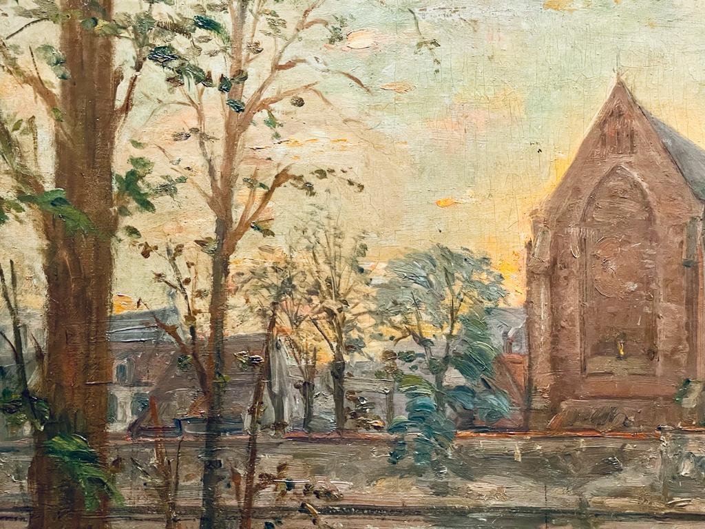 Tableau Beguinage De Bruges - Huile Sur Toile - Signé  Leon Cassel - Artiste Français-photo-2