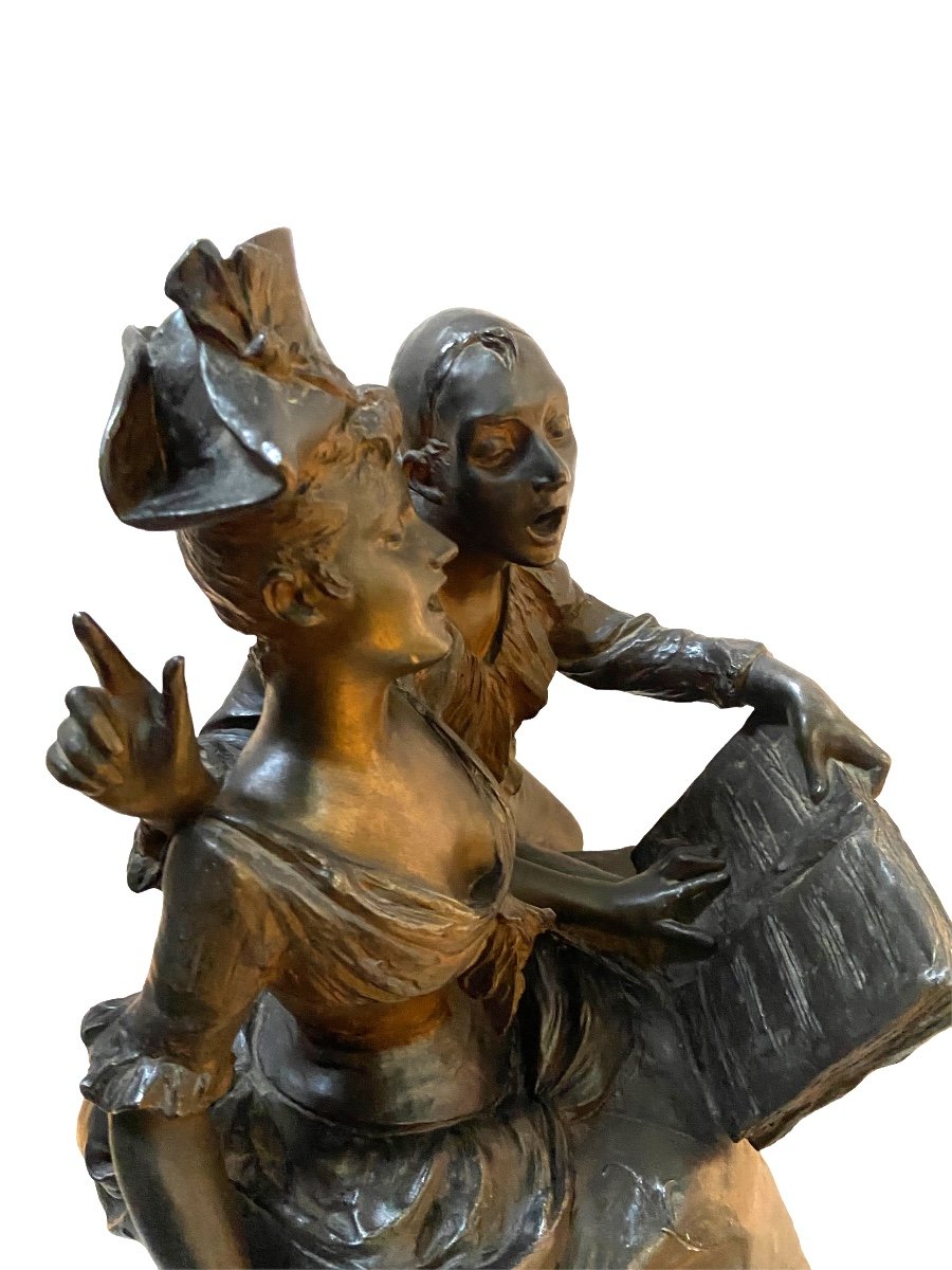 Le Pierrot Dragueur Georges  Van Der Straeten   Bronze Artistique (régule )-photo-2