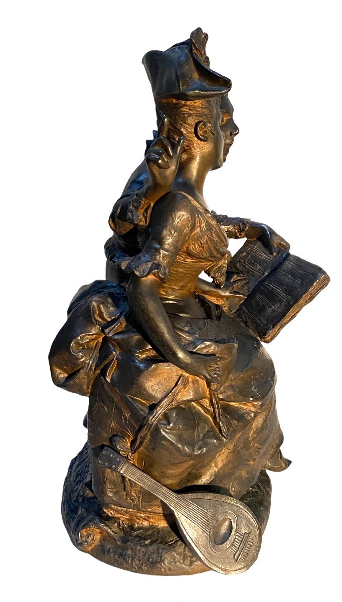 Le Pierrot Dragueur Georges  Van Der Straeten   Bronze Artistique (régule )-photo-3
