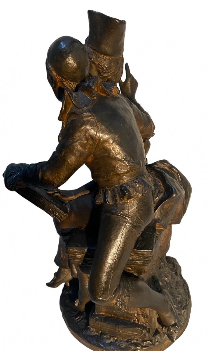 Le Pierrot Dragueur Georges  Van Der Straeten   Bronze Artistique (régule )-photo-1
