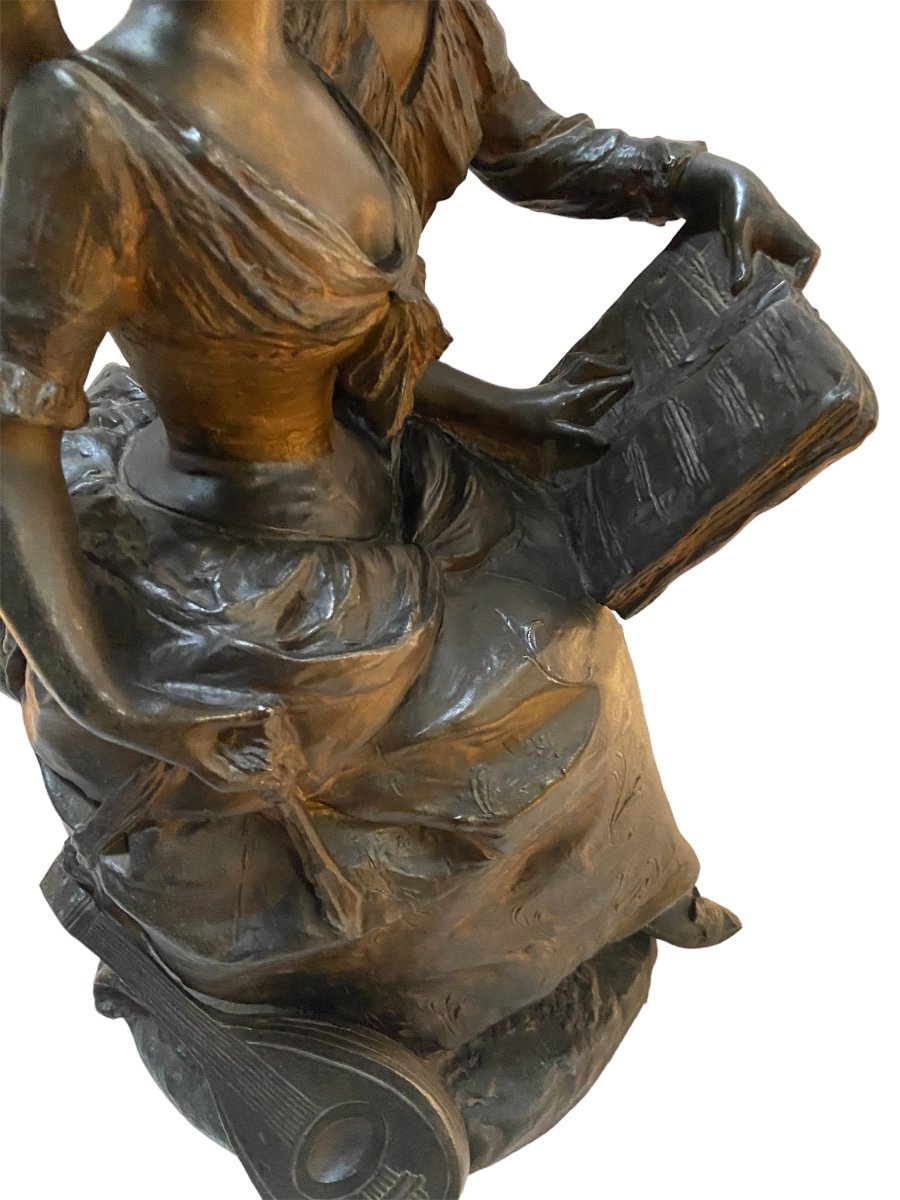 Le Pierrot Dragueur Georges  Van Der Straeten   Bronze Artistique (régule )-photo-3