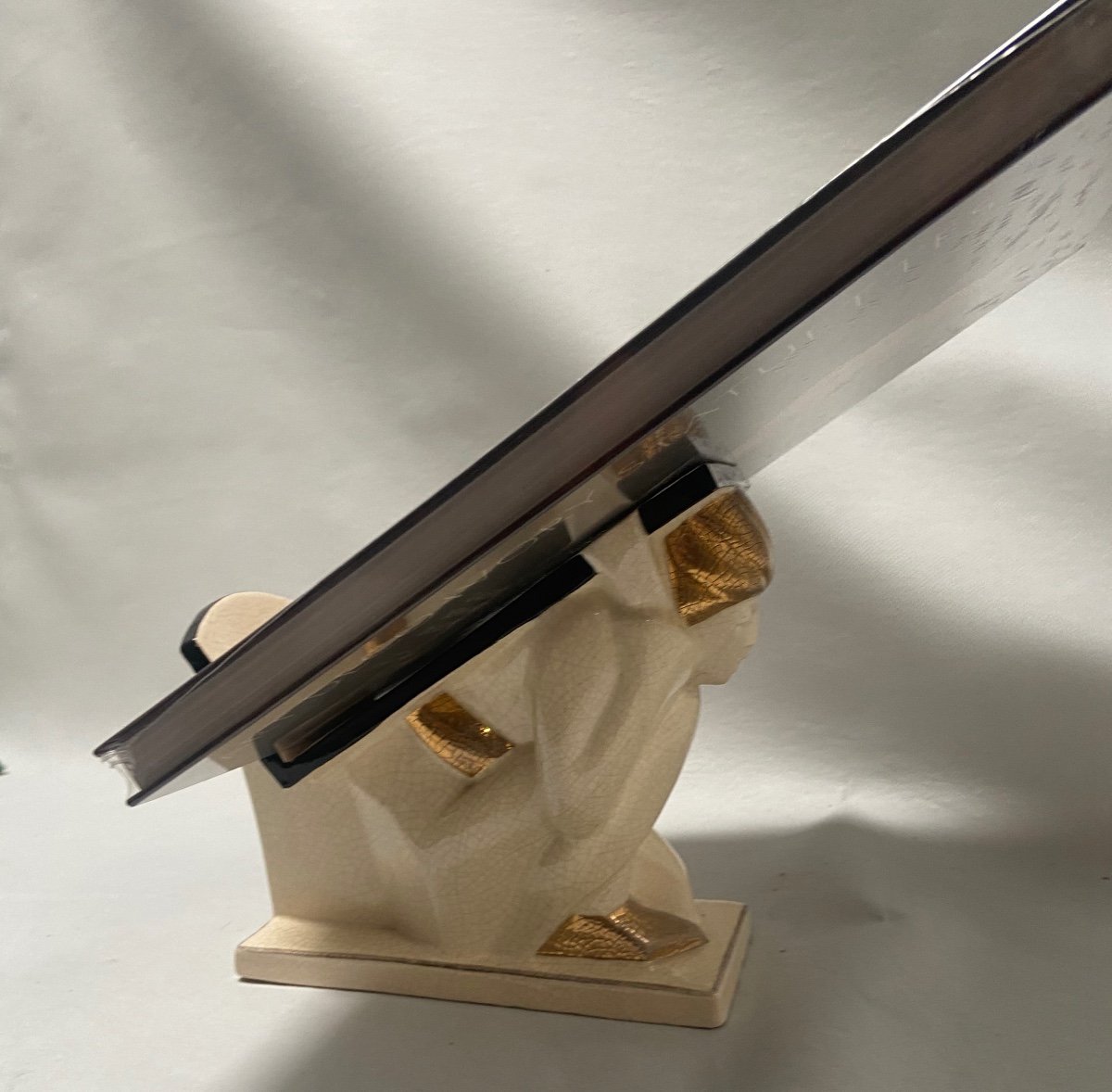 Book Holder In Cracked Earthenware Signed Jouvenia Edition Signed Hadji-photo-3
