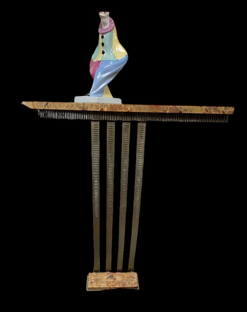 Rare Ensemble Art Déco Fer Forgé Patine Nickel -photo-4