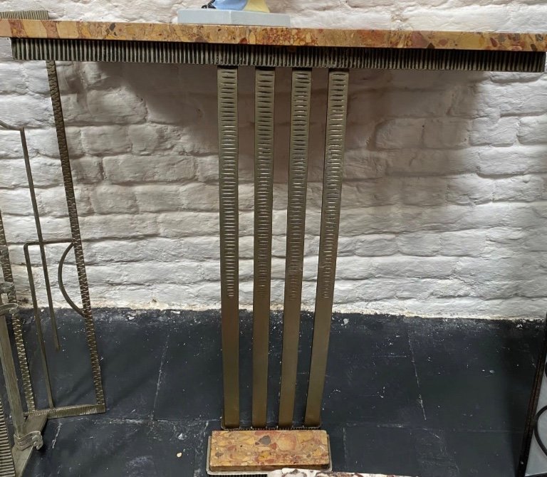 Rare Ensemble Art Déco Fer Forgé Patine Nickel -photo-6