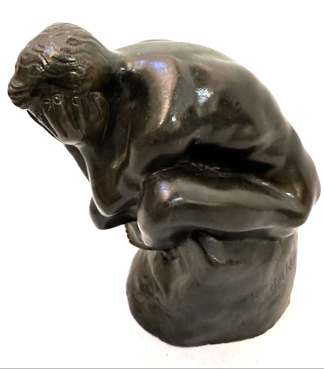 Bronze Ancien Dans Le Style Du Penseur De Rodin 