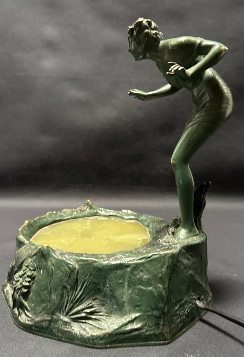 Young Girl In Front Of The Pond Signed Salat For Bruno Zach -photo-2