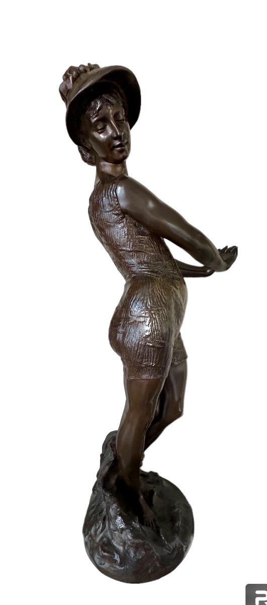 Rare Bronze The Bather By Charles Brunin-photo-3