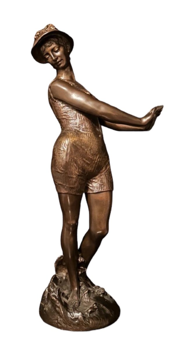 Rare Bronze The Bather By Charles Brunin