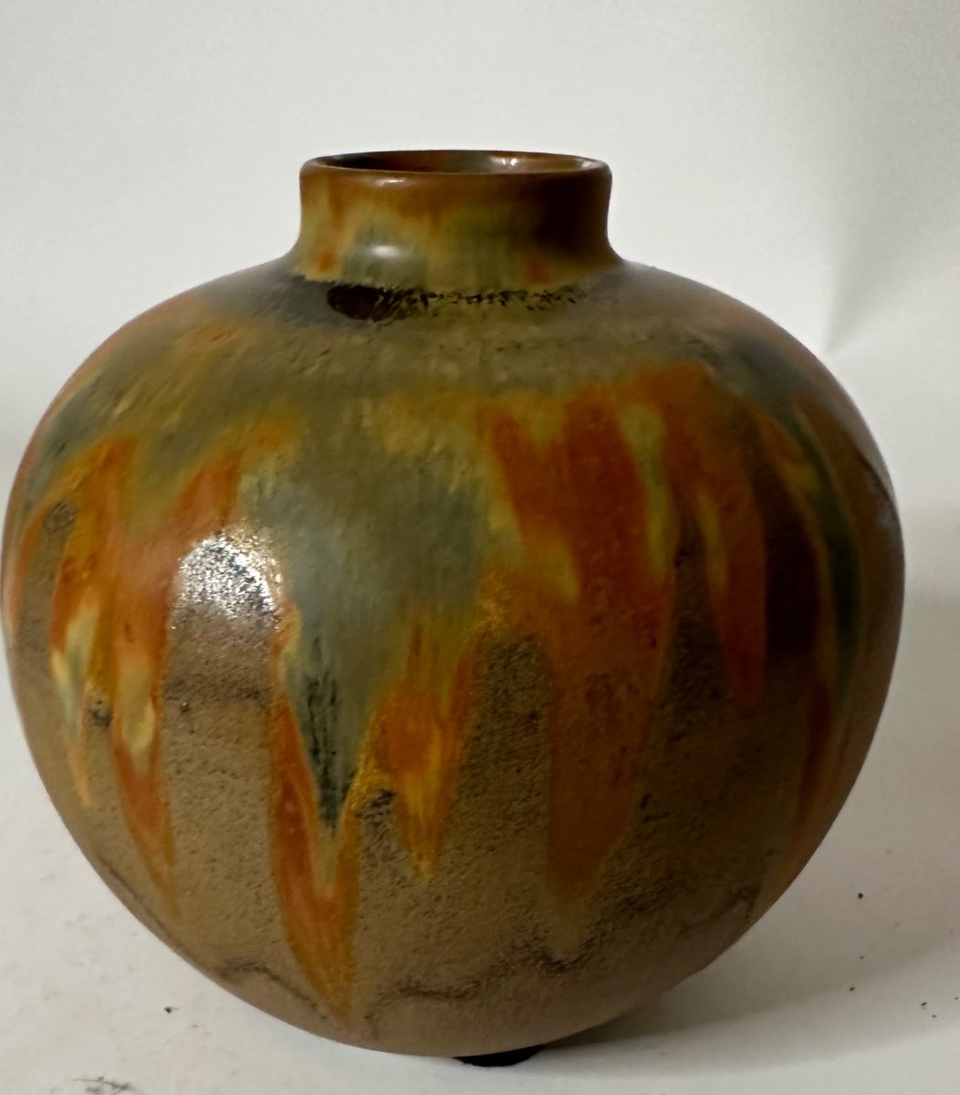 Small Tiger Vase In Keramis Stoneware -photo-4