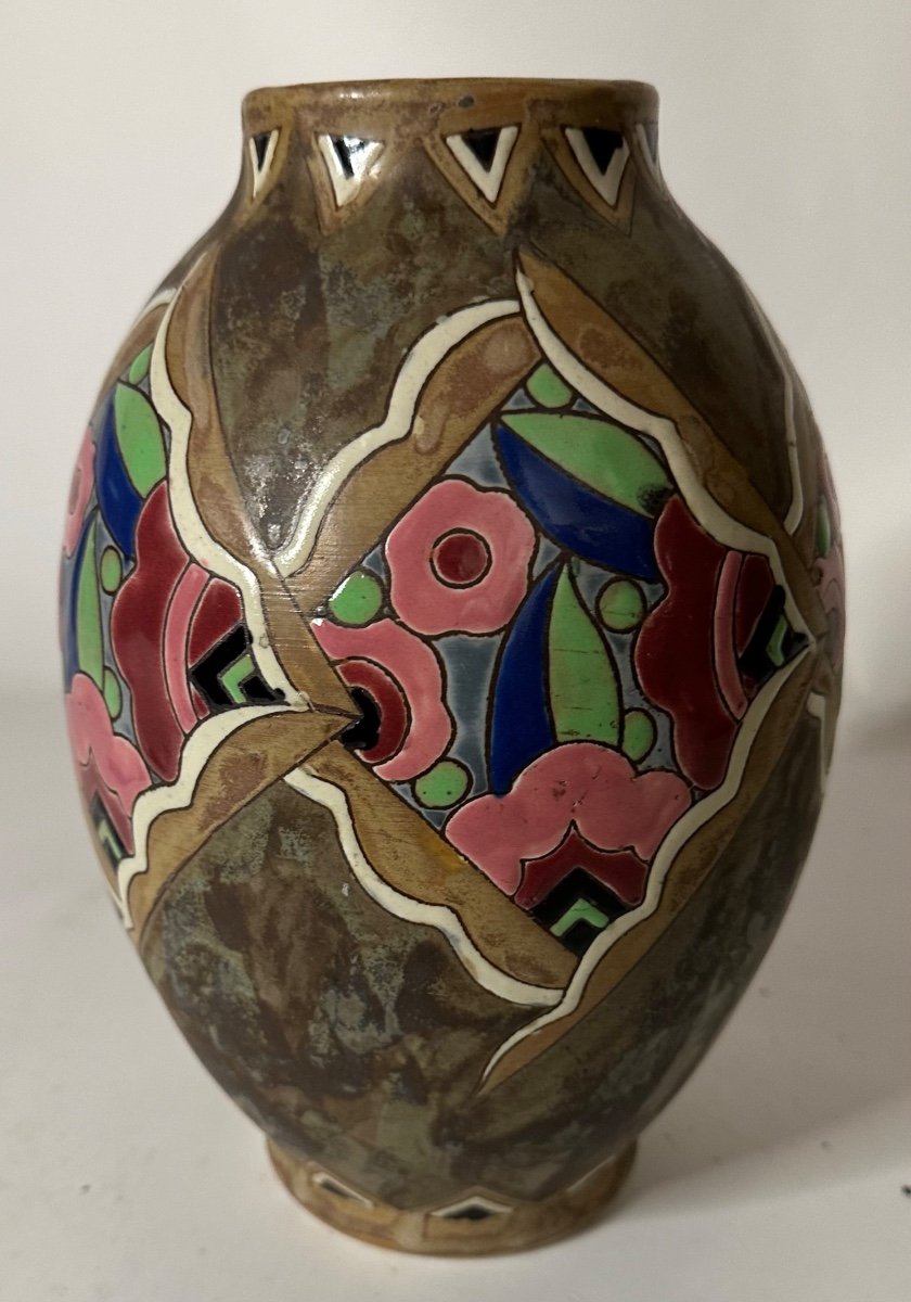 Vase En Grés Décor De Fleurs Art Décor Art Deco 