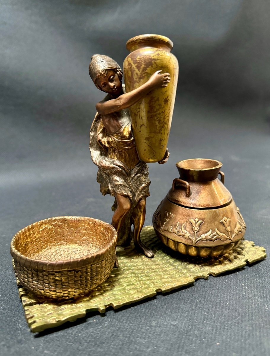 Orientalist Inkwell From Vienna In Bronze-photo-2