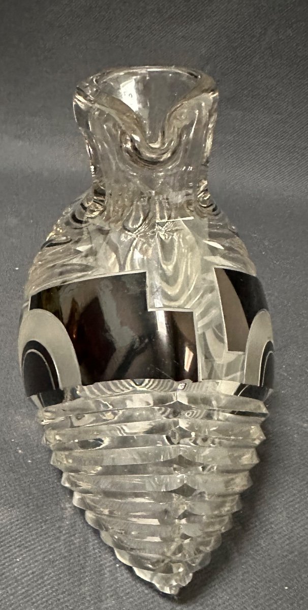 Rare Carafe By Karl Panda Art Deco Crystal -photo-3
