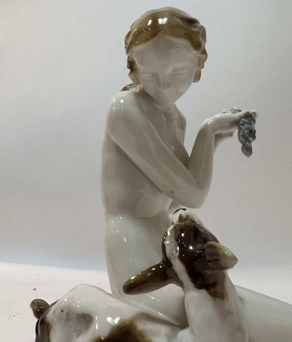 Young Girl And The Chevrette Signed C Werde Hutschenreuther Porcelain -photo-2