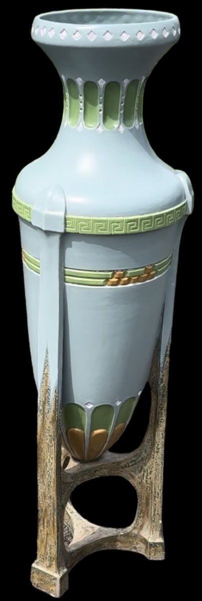 Imposing Austrian Secession Ceramic Vase.(julius Dressler)-photo-5