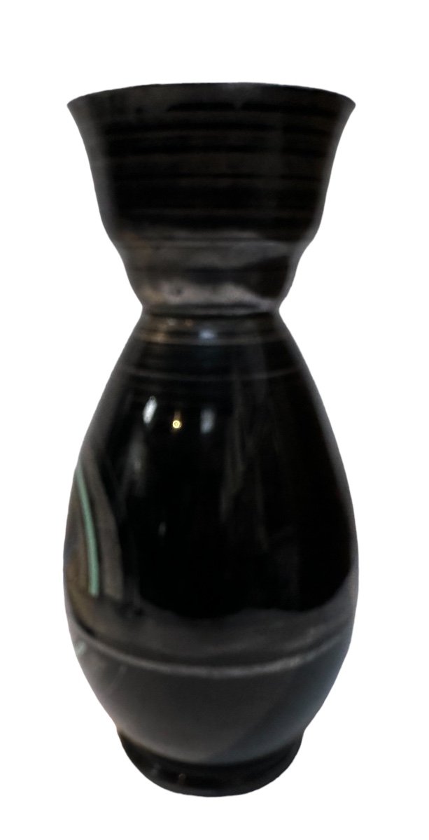Large Art Deco Glass Vase By Doyen Attribute Baugniet-photo-1