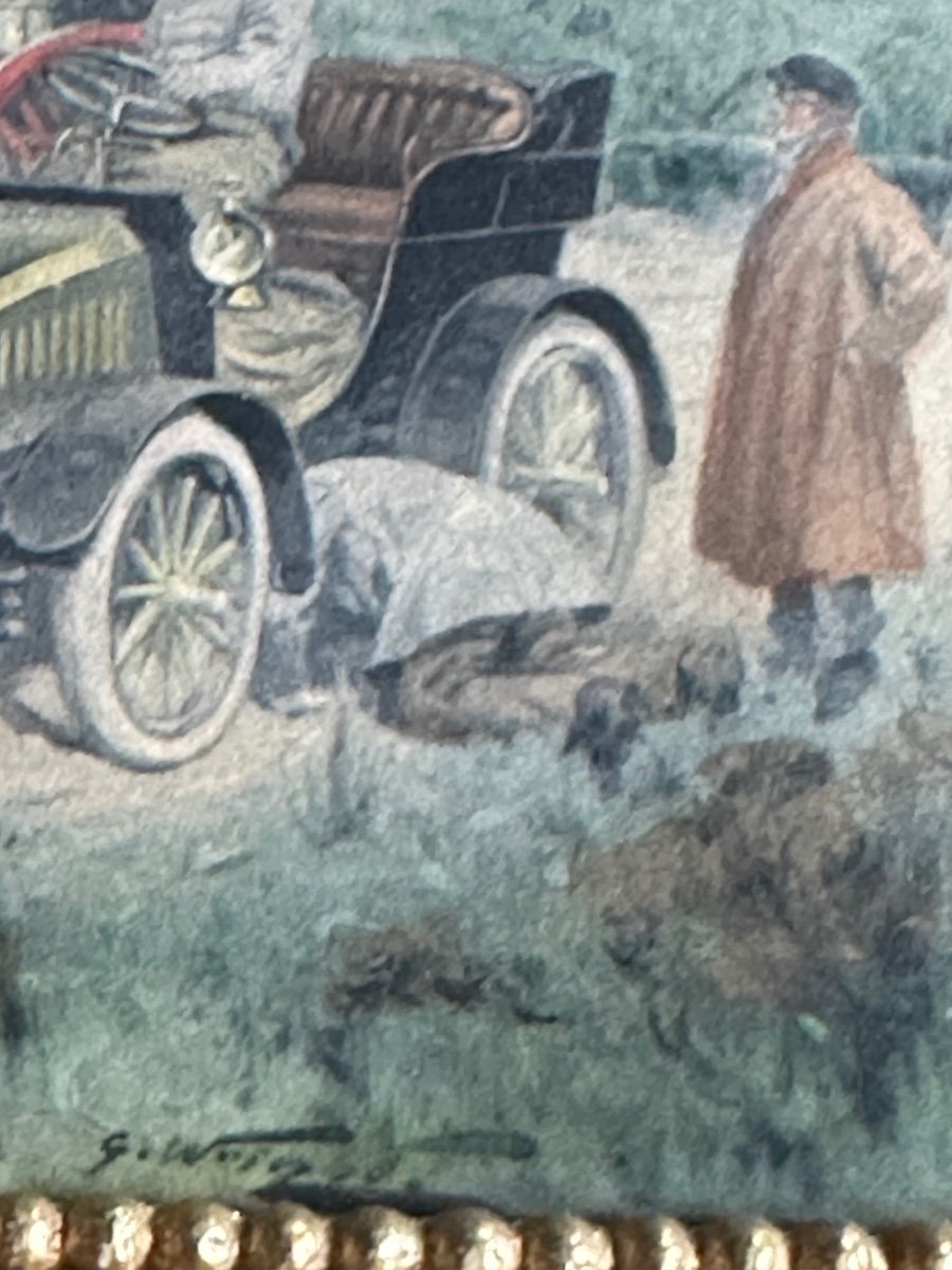 Paire D’aquarelles Les Premiers Tours En Voiture GeorgeWright -photo-3
