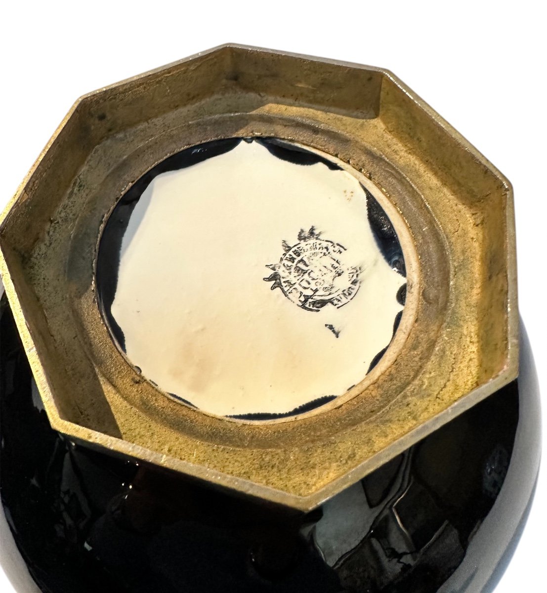 Rare Boch Art Deco Vase With Bronze Mount -photo-4