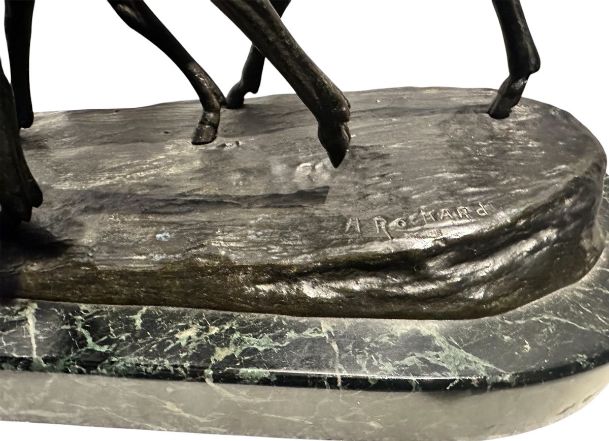 Pair Of Antelopes By Irénée Rochard French Bronze -photo-2