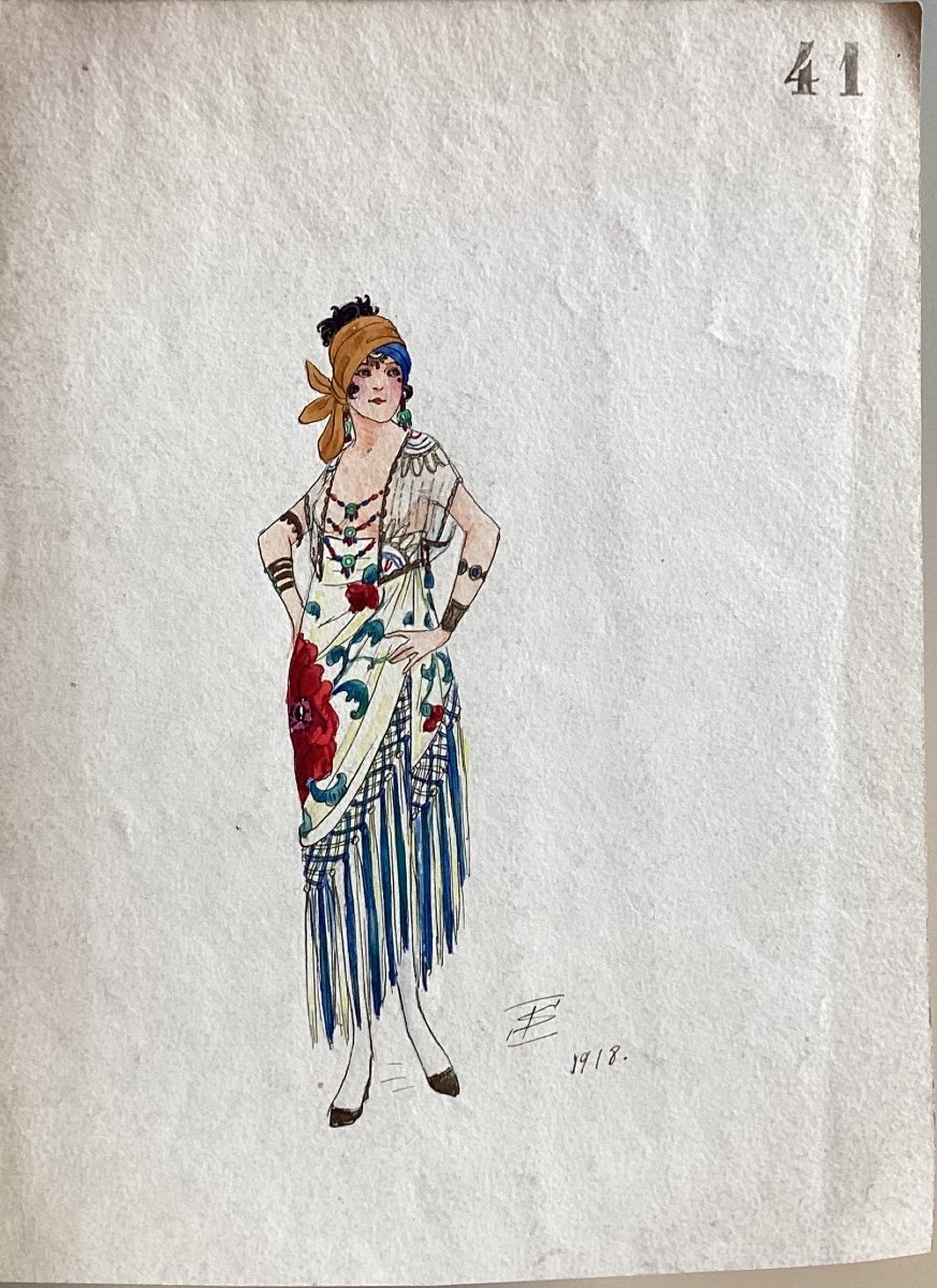 4 Fashion Or Theater Watercolors By Russian Artist Igor Sokoloff-photo-3
