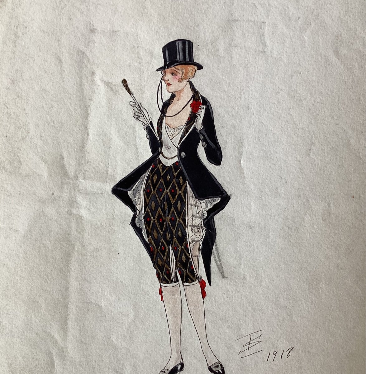 4 Fashion Or Theater Watercolors By Russian Artist Igor Sokoloff