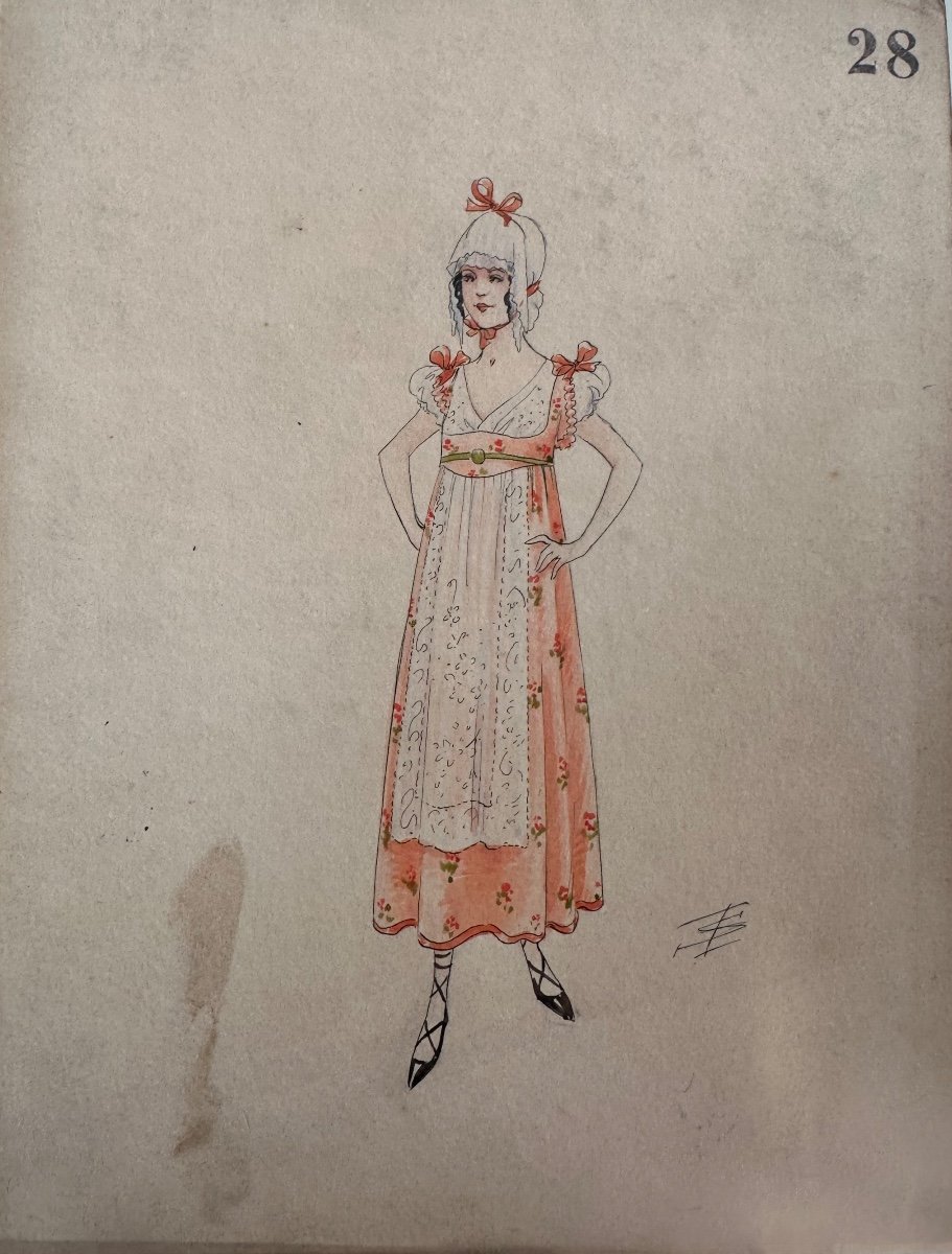 Série De 3 Aquarelles De Igor Sokoloff 1920 Artiste Russe -photo-4